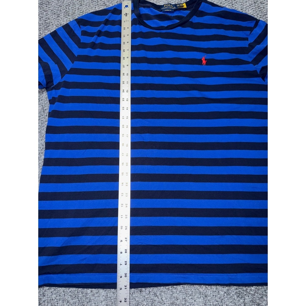 Polo Ralph Lauren Striped Cotton Tee Blue and Navy Classic Fit XXL - Picture 5 of 8